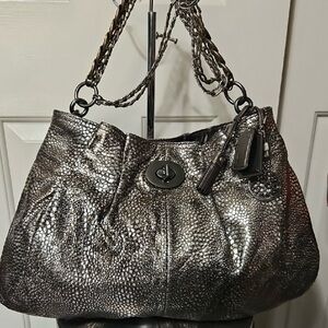 Coach Hampton’s Metallic Snakeskin Embossed Pleated Large Hobo Bag NWOT